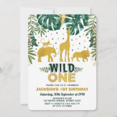 Wild One Jungle Safari Animals Birthday Party Invitation (Front)