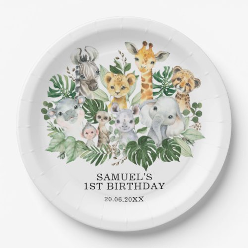 Wild One Jungle Safari Animals Birthday Party Paper Plates