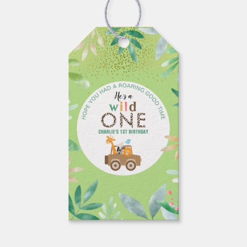 Wild One Jungle Safari Animals Birthday Thank You  Gift Tags