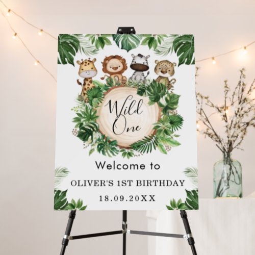 Wild One Jungle Safari Animals Birthday Welcome Foam Board