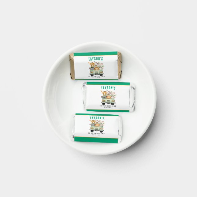 Wild One Jungle Safari Animals Boy 1st Birthday Hershey's Miniatures (Plate)