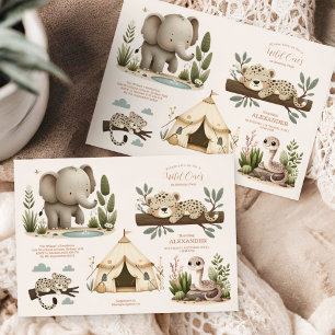 Wild One Jungle Safari Animals Boy 1st Birthday Invitation