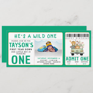 Wild One Jungle Safari Animals Boy 1st Birthday Invitation