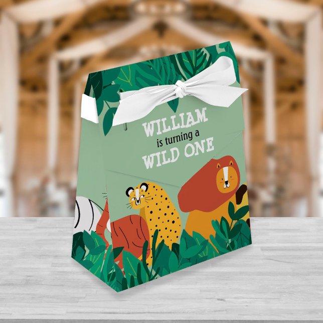 Wild One Jungle Safari Animals Fun First Birthday Favor Boxes (Creator Uploaded)