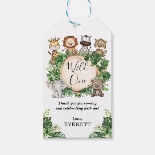 Wild One Jungle Safari Animals Tropical Birthday Gift Tags