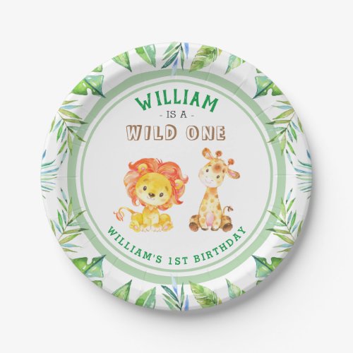 Wild One Jungle Safari Baby Boy 1st Birthday Party Paper Plates