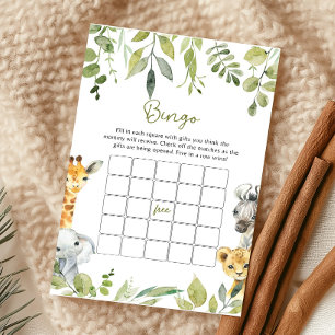 Wild One Jungle Safari Baby Shower Bingo Game