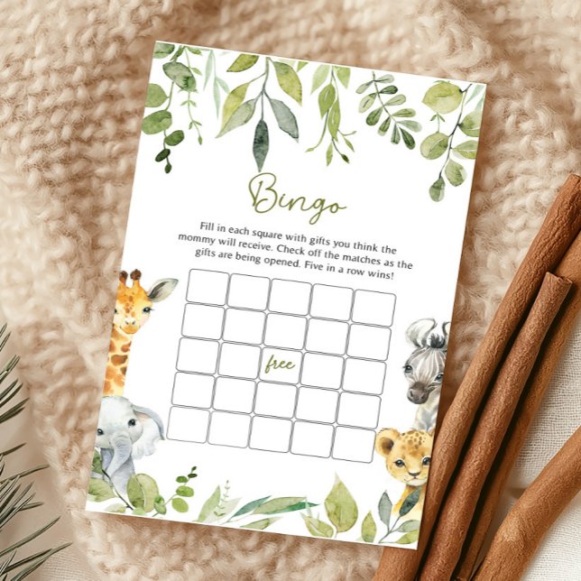 Wild One Jungle Safari Baby Shower Bingo Game (Creator Uploaded)