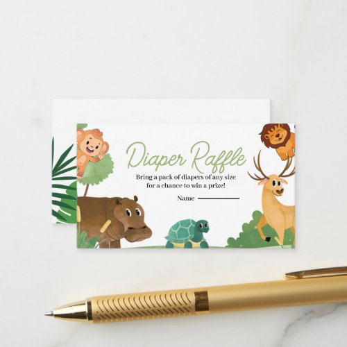 Wild One Jungle Safari Baby Shower Diaper Raffle  Enclosure Card