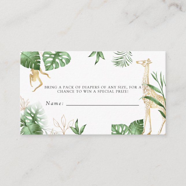  Wild One Jungle Safari Baby Shower Diaper Raffle Enclosure Card (Front)