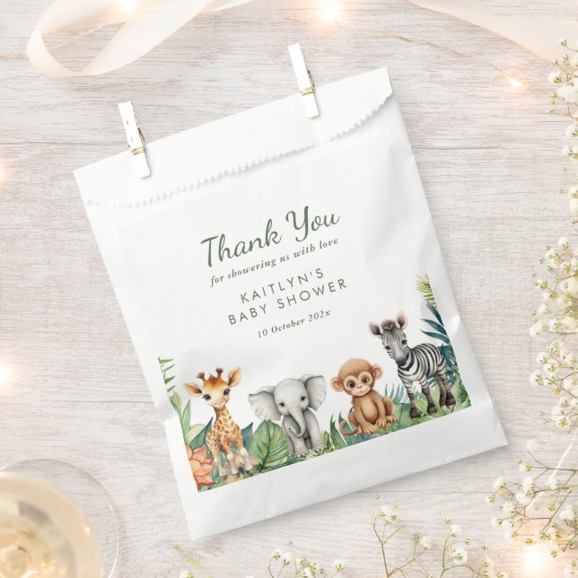 Wild One Jungle Safari Baby Shower Favor Bag (Clipped)