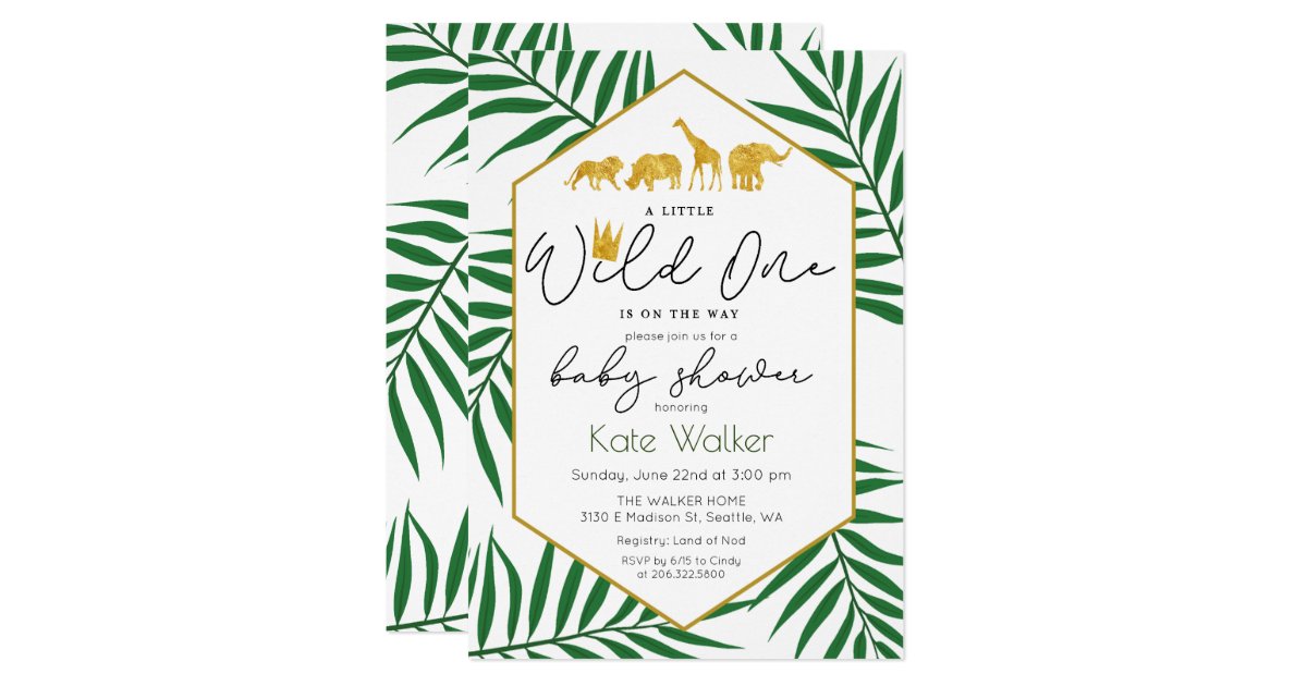 Wild One Jungle Safari Baby Shower Invitation Zazzle Com
