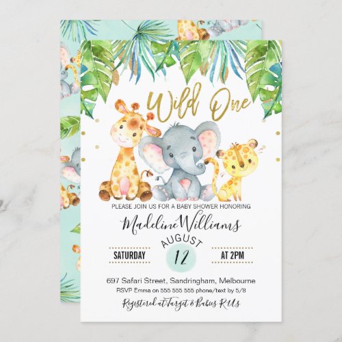 Wild One Jungle Safari Baby Shower invitation