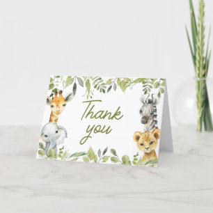 Wild One Jungle Safari Baby Shower Letterpress Thank You Card