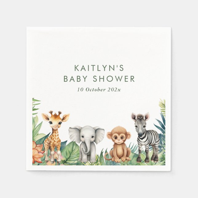Wild One Jungle Safari Baby Shower Napkins (Front)
