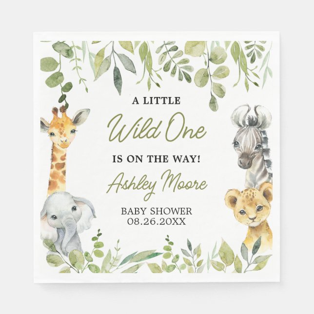 Wild One Jungle Safari Baby Shower  Napkins (Front)