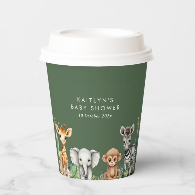 Wild One Jungle Safari Baby Shower Paper Cups (Front)