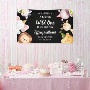 Wild One Jungle Safari Baby Shower Party Banner