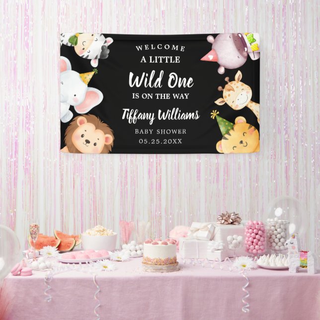 Wild One Jungle Safari Baby Shower Party Banner (Party)
