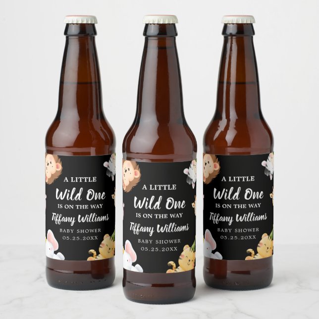 Wild One Jungle Safari Baby Shower Party Beer Bottle Label (Bottles)