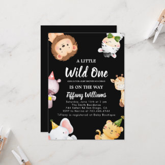 Wild One Jungle Safari Baby Shower Party Invitation