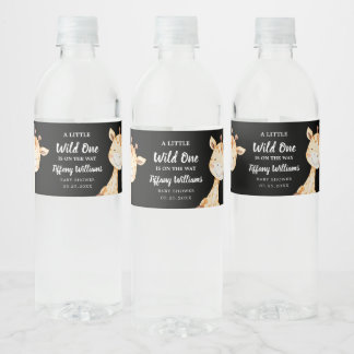 Wild One Jungle Safari Baby Shower Party Water Bottle Label
