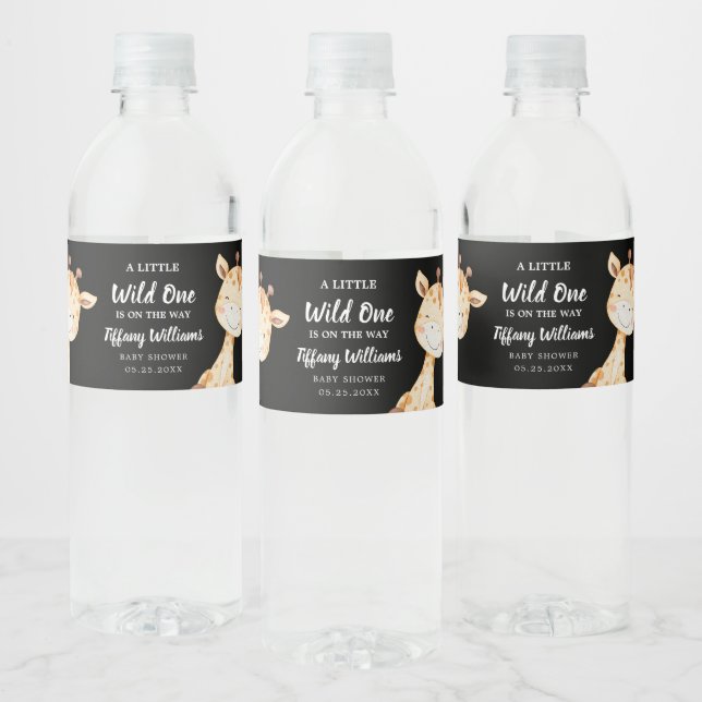 Wild One Jungle Safari Baby Shower Party Water Bottle Label (Bottles)