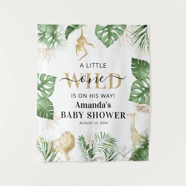 Wild One Jungle/Safari Baby Shower Photo Backdrop (Front)