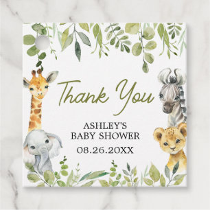 Wild One Jungle Safari Baby Shower Square Favor Tags