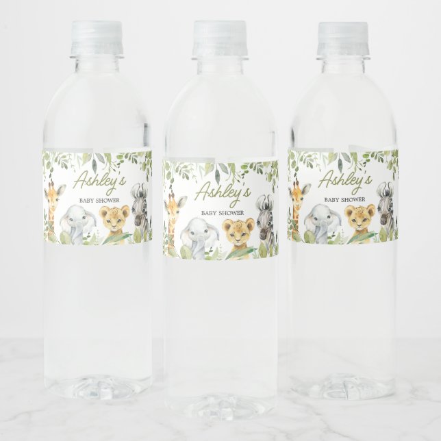 Wild One Jungle Safari Baby Shower Water Bottle Label (Bottles)