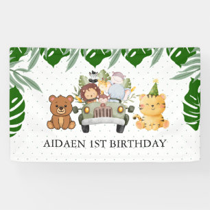 Wild One Jungle Safari Birthday Banner