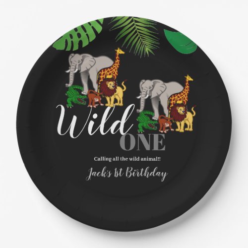 Wild One Jungle Safari Birthday Custom  Paper Plates