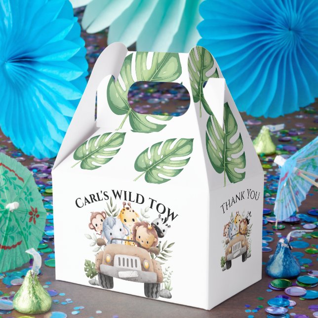Wild One Jungle Safari Birthday for Boys Favor Boxes (Party)