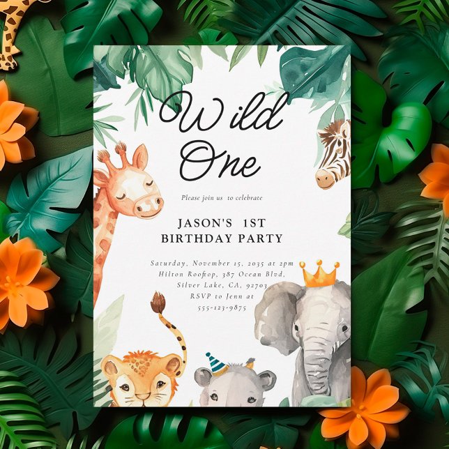 Wild One Jungle Safari Birthday Invitation (Creator Uploaded)