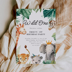 Wild One Jungle Safari Birthday Invitation