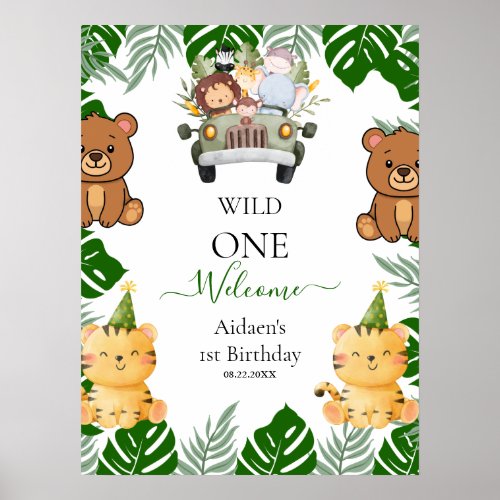 Wild One Jungle Safari Birthday Poster