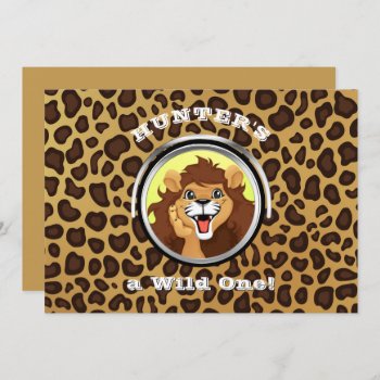 Wild One Jungle Safari Birthday Zoo Lion Leopard Invitation by angela65 at Zazzle