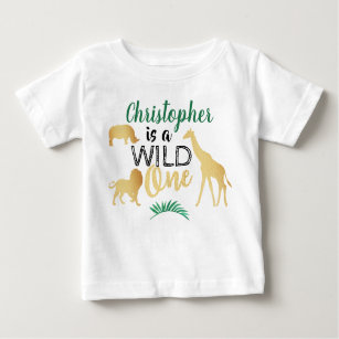 Wild One Jungle Safari Boys 1st Birthday Baby T-Shirt
