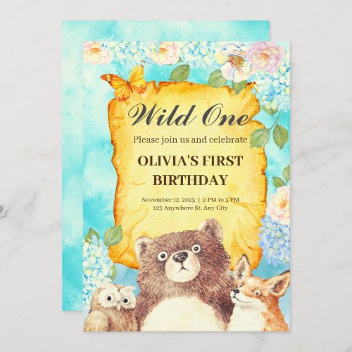 Wild One Jungle Safari Kids Birthday Party Gifts Invitation