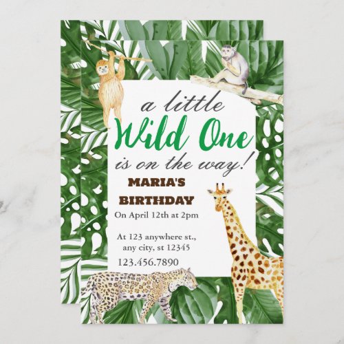 Wild One Jungle Safari Kids Birthday Party Gifts Invitation