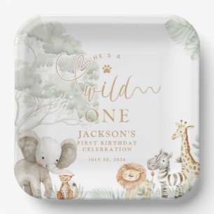 Wild One Jungle Safari Paper Plates