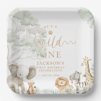 Wild One Jungle Safari Paper Plates