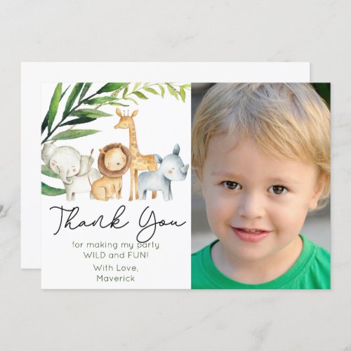 Wild One Jungle Safari Thank You Card