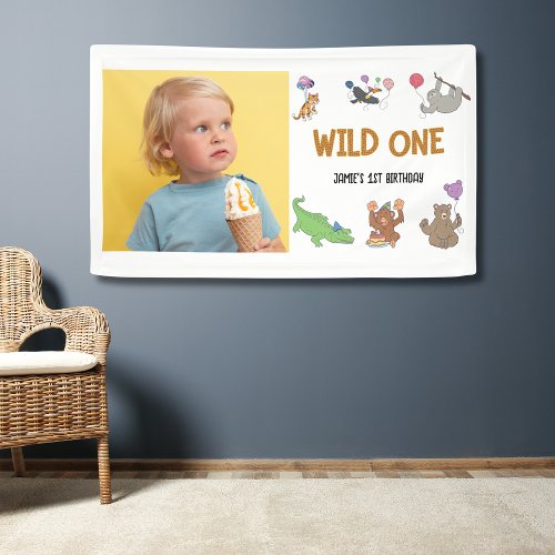 Wild One Jungle Safari Theme 1st Birthday Banner