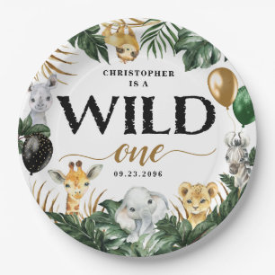 Wild One Jungle Safari Themed 1st Birthday Paper P Plates
