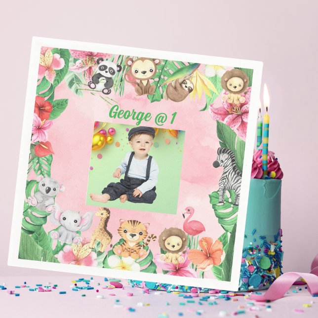 Wild One Jungle Safari Themed 1st Birthday Party Napkins (Creator Uploaded)