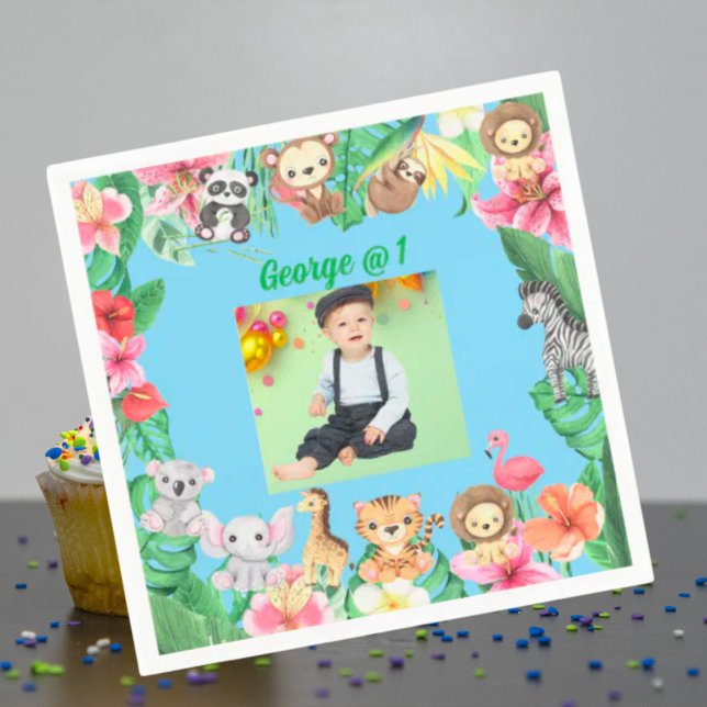Wild One Jungle Safari Themed 1st Birthday Party Napkins (Creator Uploaded)