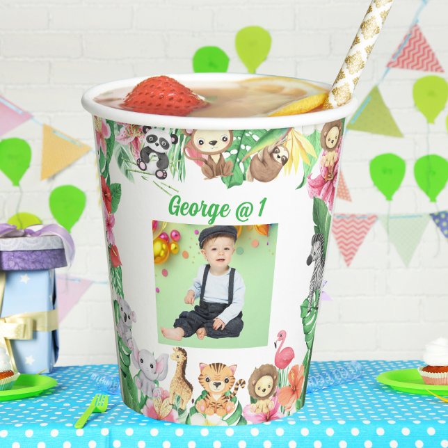 Wild One Jungle Safari Themed 1st Birthday Party Paper Cups (Creator Uploaded)