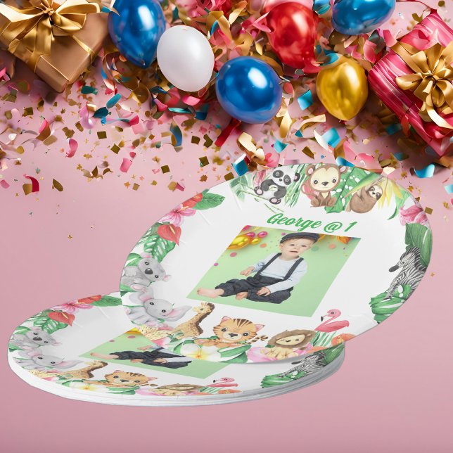 Wild One Jungle Safari Themed 1st Birthday Party Paper Plates (Creator Uploaded)