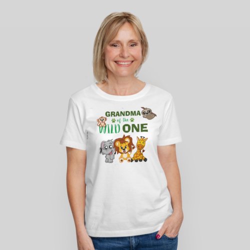 Wild One Jungle Safari Zoo Animal Grandma Birthday T_Shirt